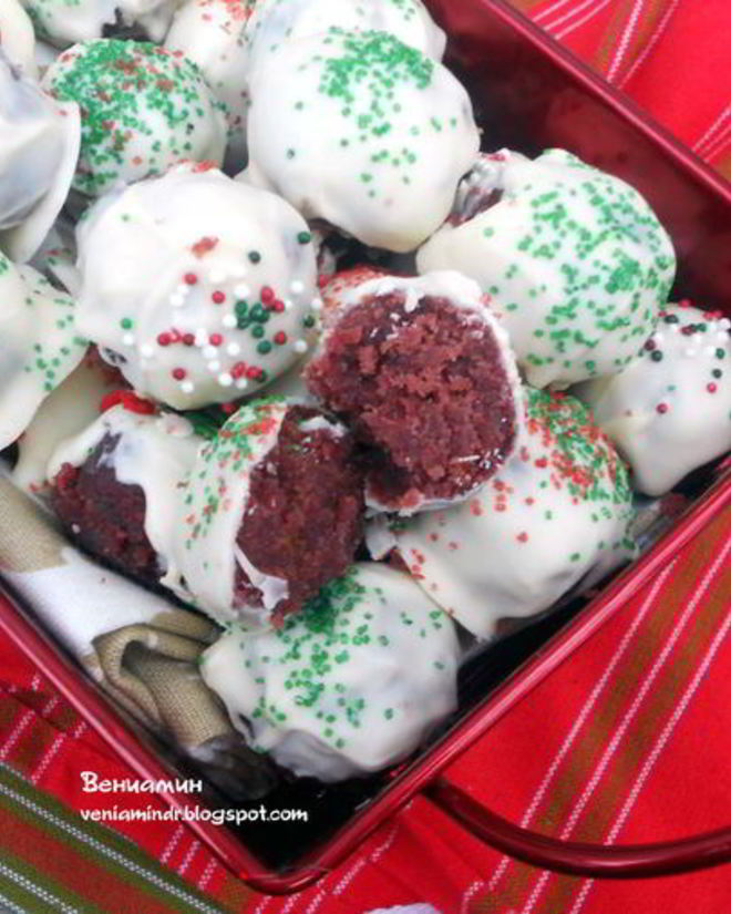 Рецепт рождественских конфет красный бархат