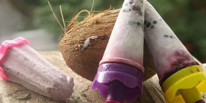 Рецепт кокосового мороженого с ежевикой