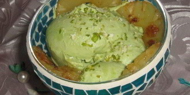 Рецепт мороженого из авокадо с жареным ананасом