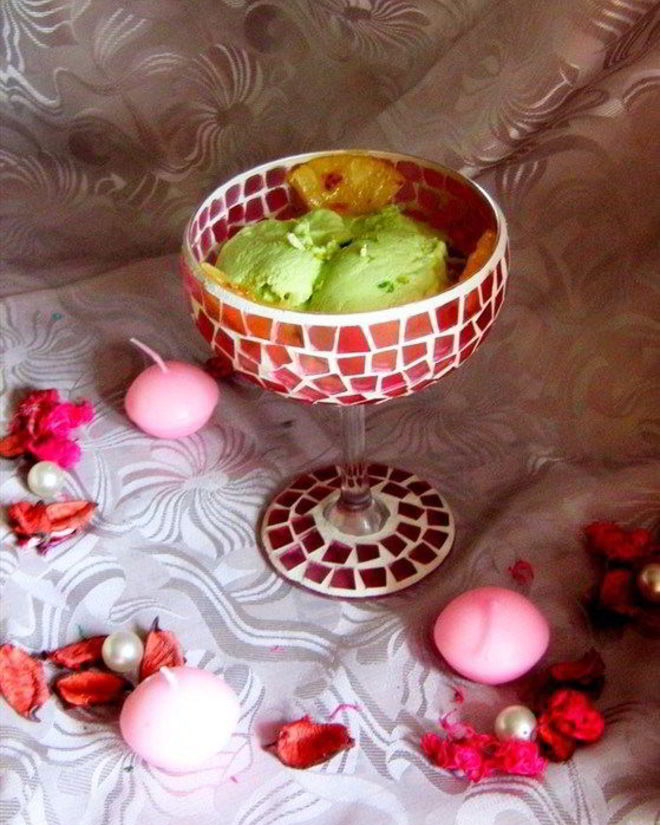 Рецепт мороженого из авокадо с жареным ананасом