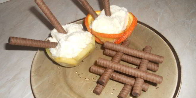 Рецепт мороженого во фруктовой корзиночке