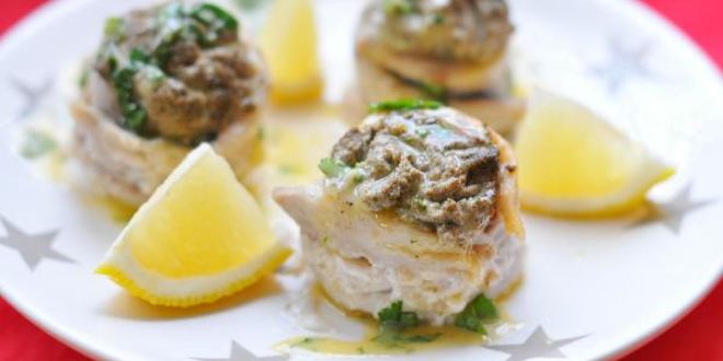 Рецепт рыбных рулетиков с грибным муссом