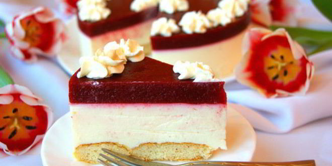 Рецепт Торта-мусса Клубника на сливках без выпечки