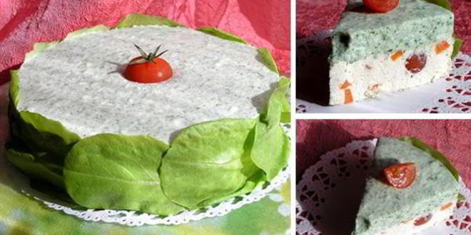 Рецепт Торта-мусса с курицей, шпинатом и черри