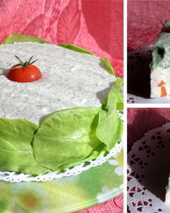 Рецепт торт-мусс с курицей, шпинатом и черри