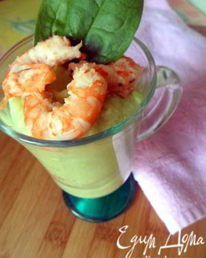 Рецепт яблочного мусса с авокадо и креветками