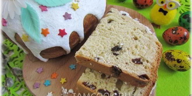 Рецепт сдобного кулича с изюмом в хлебопечке