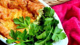 Рецепт Творожно-картофельного суфле с кинзой