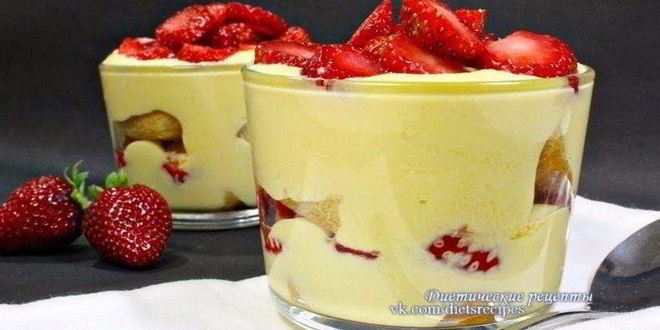 Рецепт диетического тирамису с клубникой