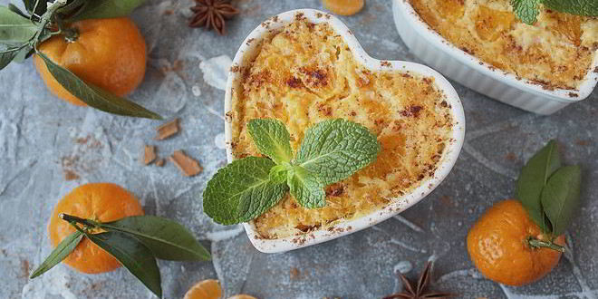 Рецепт творожного пудинга с мандаринами