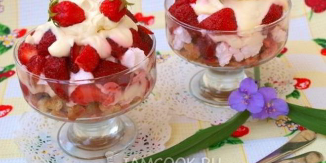 Рецепт клубничного десерта с зефиром