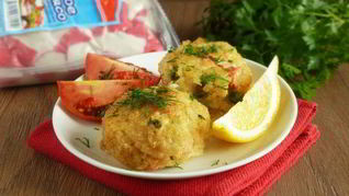 Рецепт Аранчинь с горошком и крабовым мясом