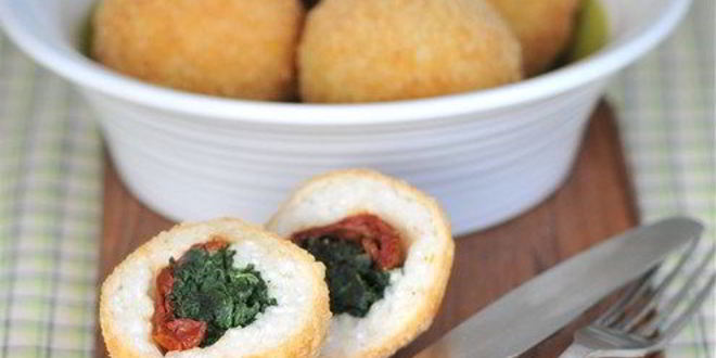 Рецепт аранчинь с вялеными томатами и шпинатом