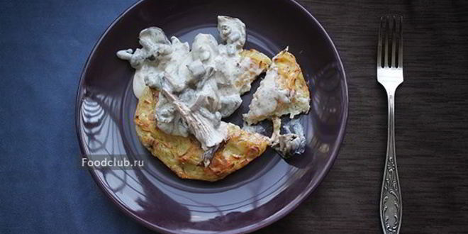 Рецепт Драников со сметано-грибным соусом