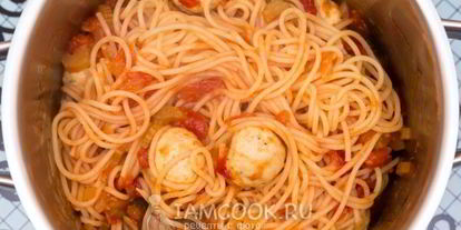 Шаг 9: спагетти с куриными фрикадельками