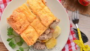 Рецепт Картошки с курицей, сыром и майонезом в духовке