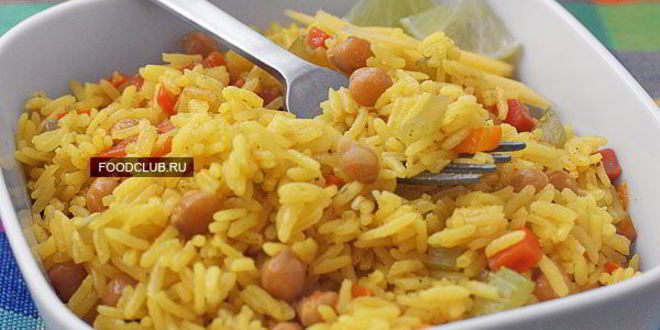 Рецепт постного риса с овощами и нутом