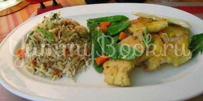 Рецепт риса, обжаренного с рыбой и овощами