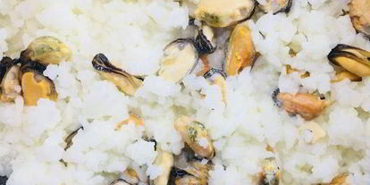 Шаг 2: риса с голубым сыром и мидиями