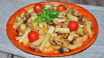 Рецепт Жареного картофеля с мясом и грибами