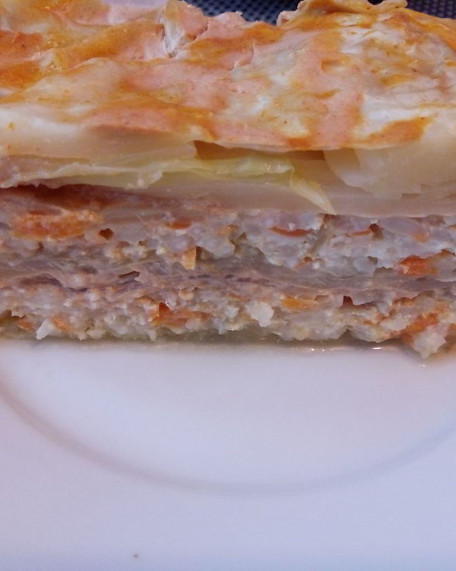 Рецепт ленивых голубцов слоями в духовке