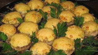 Рецепт Фаршированных шампиньонов с сыром и сметаной