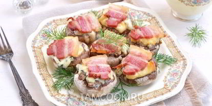 Шаг 8: грибов, запеченных с голубым сыром и беконом