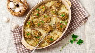 Рецепт Шампиньонов, фаршированных хрустящими бородинскими отрубями