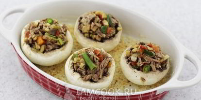 Шаг 7: шампиньонов фаршированных мясом
