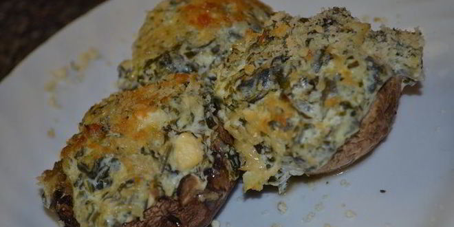 Рецепт шампиньонов фаршированных сливочно-шпинатным соусом