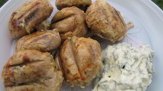 Рецепт Шампиньонов на решетке на костре