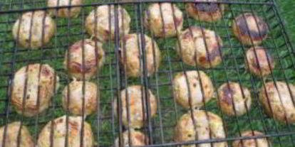 Шаг 2: шампиньонов на решетке на костре