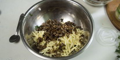 Шаг 3: шампиньонов с креветками