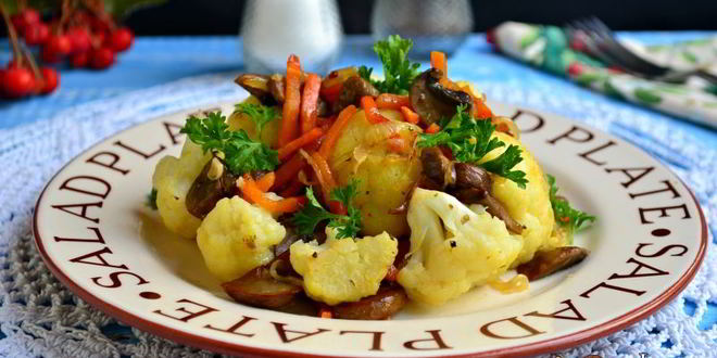 Рецепт шампиньонов жареных с цветной капустой