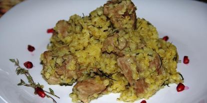 Шаг 12: томленого в сельдерее гуляш с булгуром