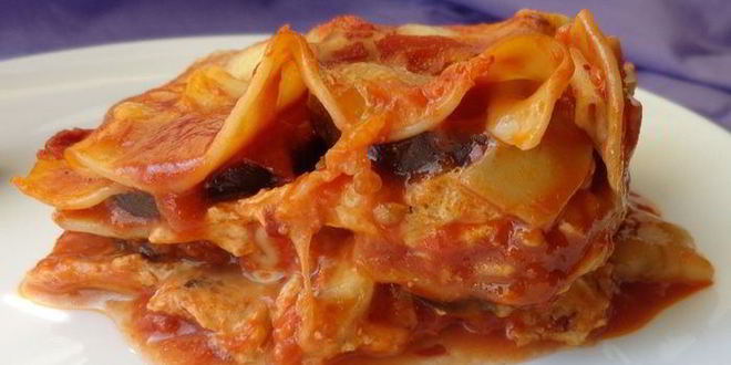 Рецепт лазаний с баклажанами, рикоттой и моцареллой