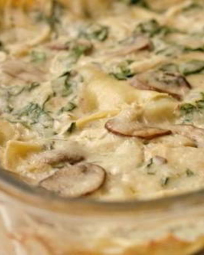 Рецепт лазаний с курицей, грибами и шпинатом