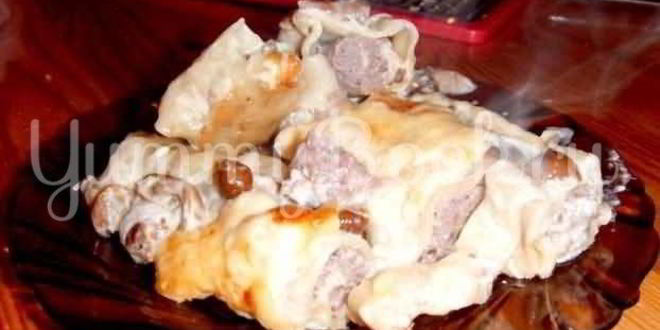 Рецепт каннеллонь с мясом и грибами