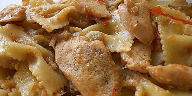 Рецепт Макарон с курицей и баклажанами