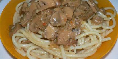 Шаг 33: макарон с шампиньонами под сливочным соусом