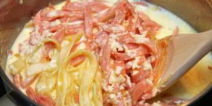 Шаг 4: пасты с ветчиной и сливками