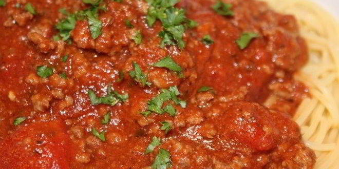 Рецепт спагетти с фаршем и томатным соусом