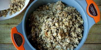 Шаг 6: спагетти с яйцом и свиным фаршем