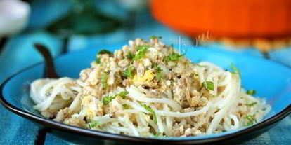 Шаг 7: спагетти с яйцом и свиным фаршем