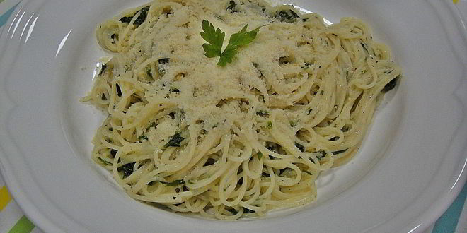 Рецепт спагетти с зеленью