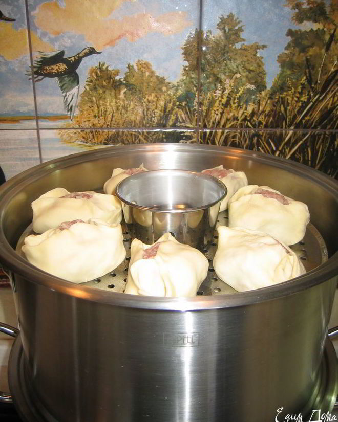 Рецепт мантов с семгой и шафраном