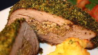 Рецепт Фаршированного филе в изумрудной панировке с картофелем Дукезе