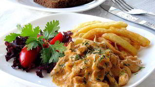 Рецепт Куриного филе по-строгановски