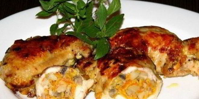 Рецепт куриных крылышек фаршированных грибами