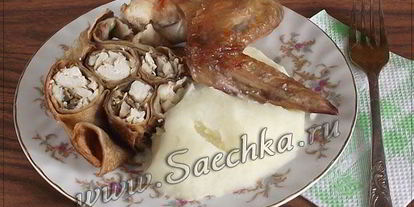 Шаг 6: курицы, фаршированной блинами